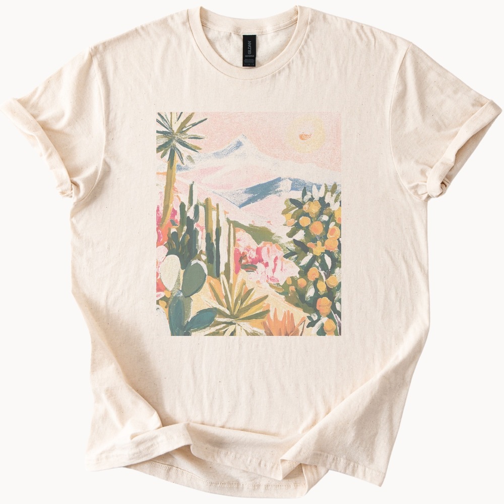 Desert Flora Boho Cactus Flower Graphic Tee